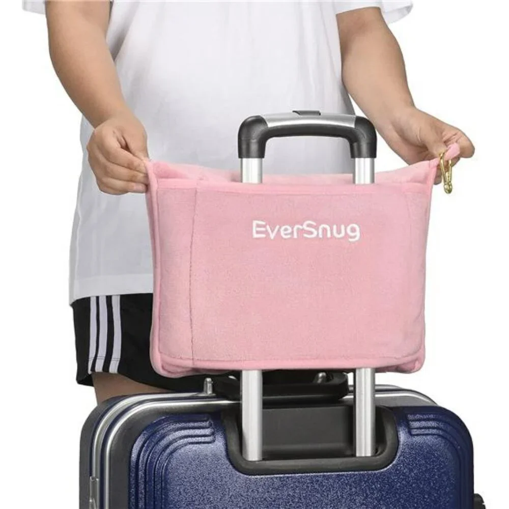 EverSnug Travel Blanket Pillow Set Soft Fleece Airplane Throw with Case Clip